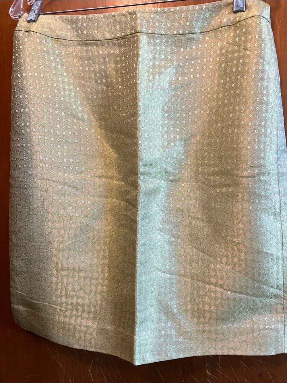 J. Crew Metallic Olive Green Gold Pencil Skirt Size 10 Cocktail Holidays